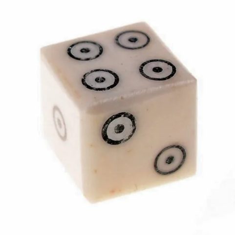 GAMING DICE, BONE, 1 PIECE