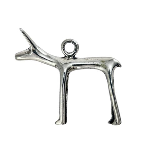 CELTIC DOG OR DOE, OPPDIUM STARE HRADISKO, MORAVIA, REPLICA, SILVER 925