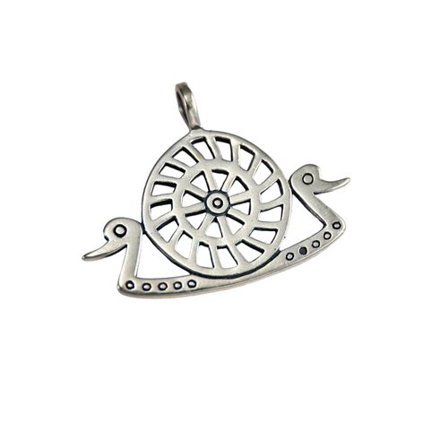 PENSEUR AVEC SOLEIL, ÂGE DU BRONZE, PENDENTIF EN ARGENT