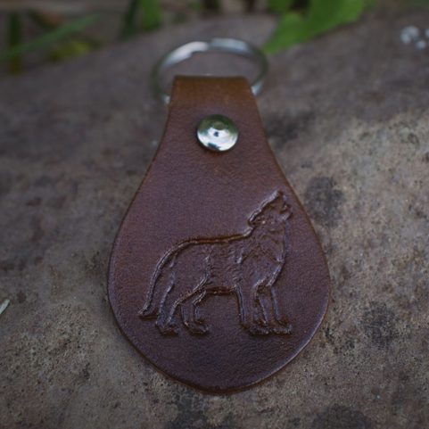 WOLF, KEYRING, LEATHER