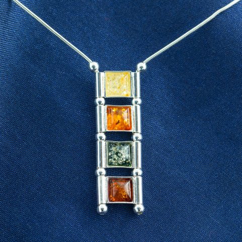WIOLA, AMBER, NECKLACE, STERLING SILVER
