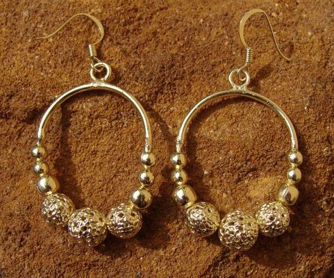 GREAT MORAVIAN EARRINGS, GOLD PLATED