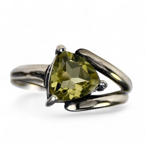 PRSTEN CITRÍN, TRILIANTOVÝ BRUS, STŘÍBRO 925