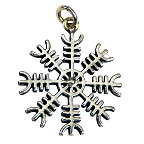 AEGISHJALMUR, ISLÄNDISCHE MAGISCHE RUNE, AMULETT, SILBER 925