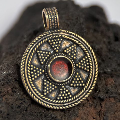 LADOGA, VIKING JEWEL, PENDANT, BRONZE, ENAMEL