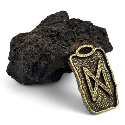 DAGAZ - RUNE PENDANT ZINC, ANT.BRASS