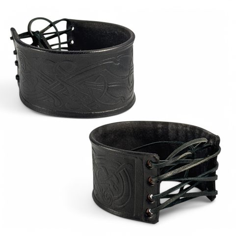 LEATHER BRACELET, IRISH DOGS, BLACK