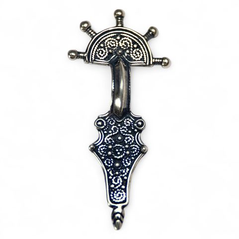 EARLY MEDIEVAL FIBULA, STERLING SILVER BROOCH