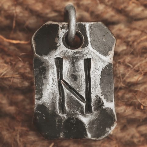 HAGALAZ, FORGED IRON RUNE PENDANT