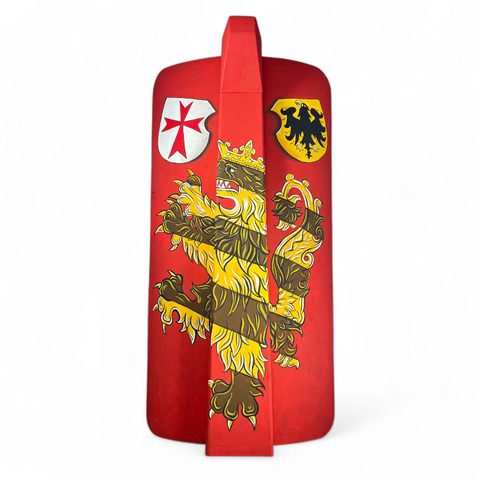 HAND PAINTED PAVISE, LONG WOODEN SHIELD IV