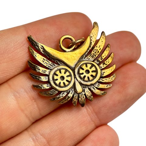 OWL HEAD, PENDANT, BRONZE