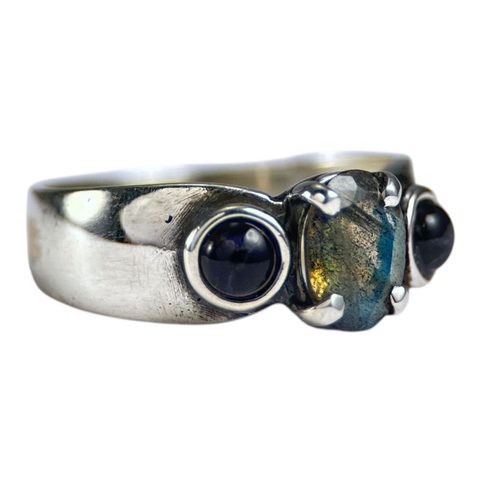CITTADELLA, SILVER RING - LABRADORITE AND IOLITE, AG 925/1000