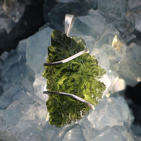 CENTAURI - STERLING SILVER PENDANT, MOLDAVITE AG 925