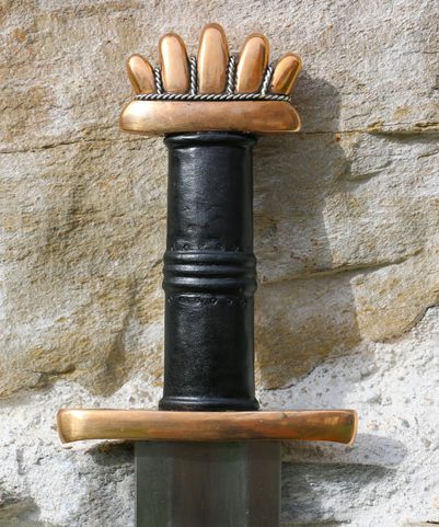 GRÍMARR, EPÉE VIKING, PETERSEN TYPE O, BRONZE, ARGENT