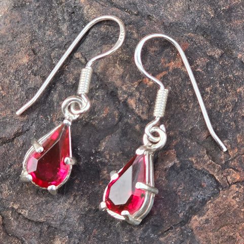 BATHORY, SILVER EARRINGS, GLASS, AG 925