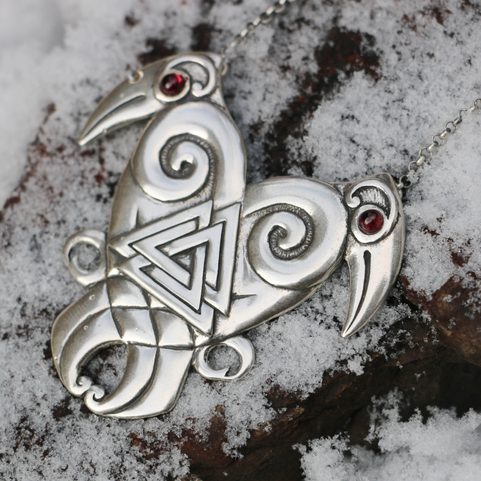 HEART OF THE NORTH - HUGIN UND MUNIN, SILBERNE WIKINGERKETTE AG 925 10G