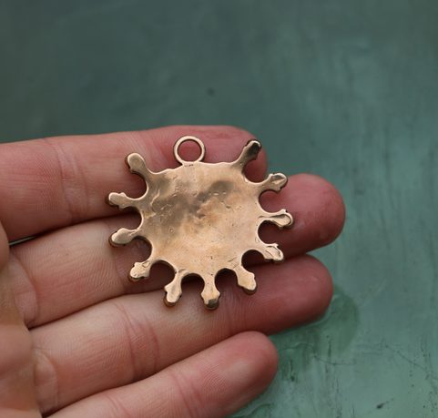 DEVANA, SLAVIC SUN AMULET, BRONZE LAPIS