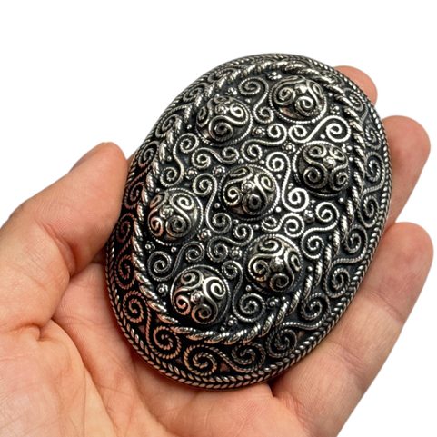 VIKING TURTLE BROOCH, HEDEBY, SILVER - PAIR
