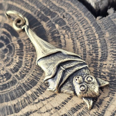 CHAUVE-SOURIS, PENDENTIF, ZINC, LAITON ANCIEN