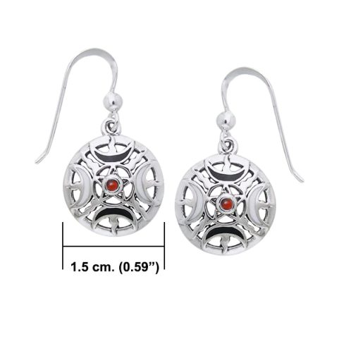 PENTACLE DE LUNE DE FEU, BOUCLES D'OREILLES EN ARGENT, AG 925