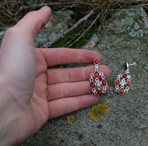 MARINA, AMBRE, BOUCLES D'OREILLES EN ARGENT