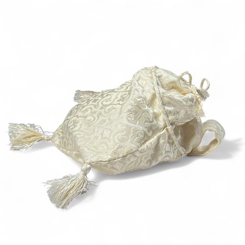 MEDIEVAL LADIES' BAG, 15TH CENTURY, BROCADE, WHITE
