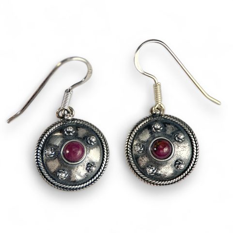 ANTICA ROMA, STERLING SILVER EARRINGS WITH A GEM