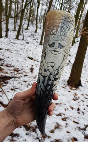 ODIN, LUXURY ENGRAVED DRINKING HORN