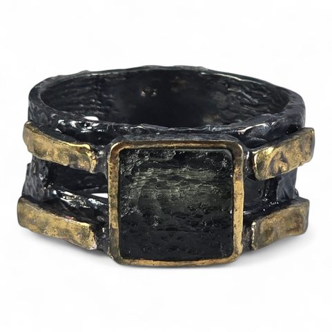 PETR VOK, MOLDAVITE, SILVER RING, AG 925/1000, 12 G