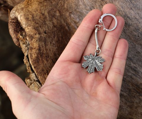MAPLE LEAF, ZINC, KEY RING