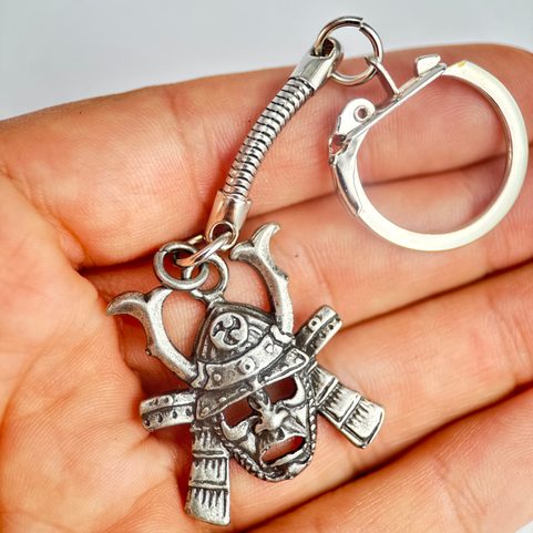SAMOURAÏ, PORTE-CLÉS, ZINC, ARGENT ANTIQUE