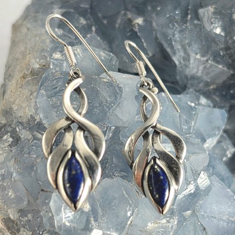 COLLEEN - BOUCLES D'OREILLES, LAPIS-LAZULI, ARGENT
