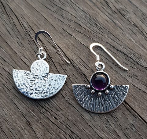 AZTEC, SILBER-OHRRINGE AG 925, AMETHYST