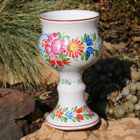 GOBLET CHOD POTTERY FROM BOHEMIA, HAND PAINTED