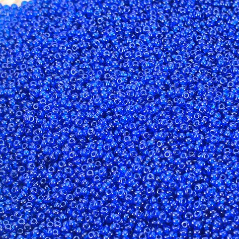 PERLES DE ROCAILLE PRECIOSA, BLEU, TRANSPARENT 10 / 0