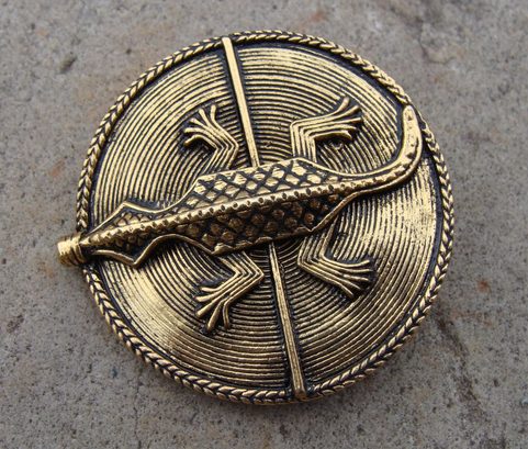 AZTEC LIZARD, COSTUME BROOCH
