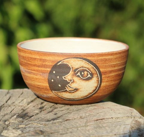 CERAMIC BOWL, MOON AND SUN
