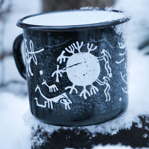 TANUM ROCK CARVINGS ENAMEL MUG