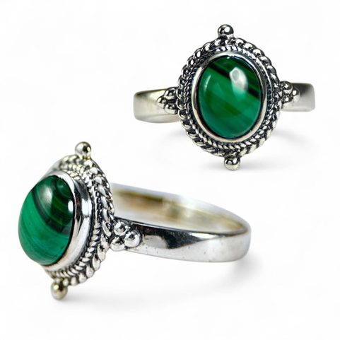 VIRIDIA, RING, MALACHITE SILVER 925/1000