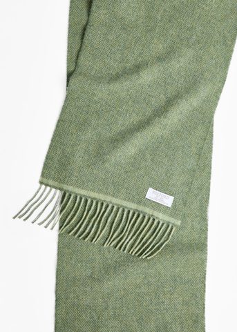 IRISH SCARF, FOXFORD GREEN HERRINGBONE