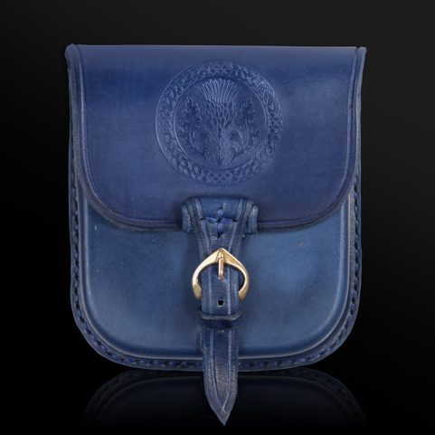 ALBA, SCOTTISH THISTLE, LEATHER BELT BAG - BLUE