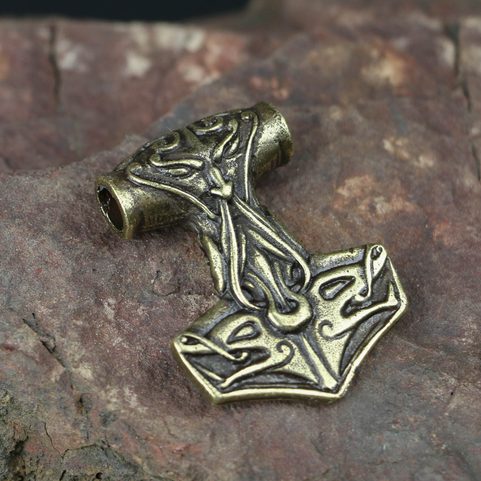 TÓR, THORS HAMMER, PENDANT, ZINC, ANTIQUE BRASS