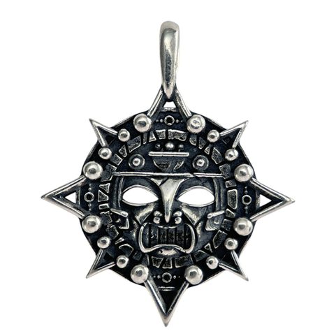 AZTEKISCHE MASKE, AMULETT, ANHÄNGER, SILBER 925