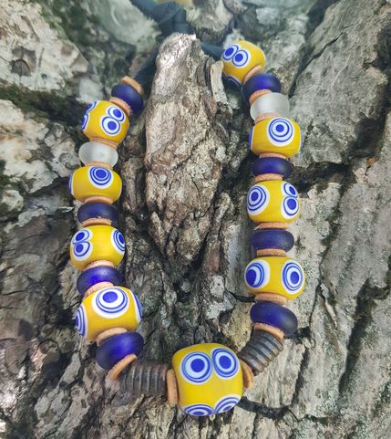 CELTIC GLASS NECKLACE, LA TÉNE PERIOD REPLICA, YELLOW