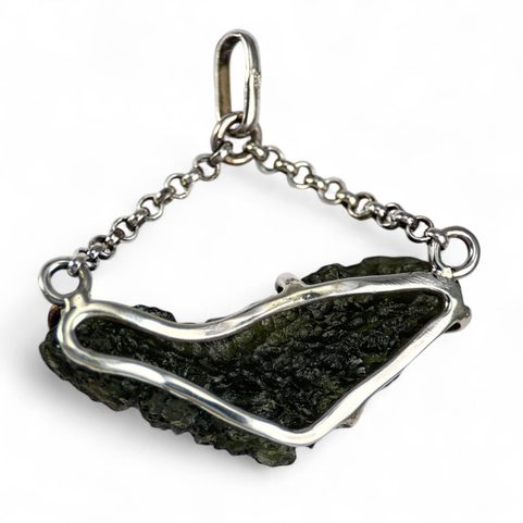 QUASAR, MOLDAVITE PENDENTIF, ARGENT 925/1000
