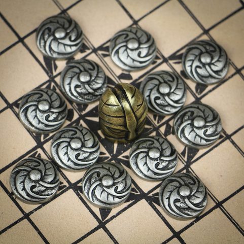 HNEFATAFL OR TAFL, VIKING BOARD GAME - LEATHER CASE AND STONES