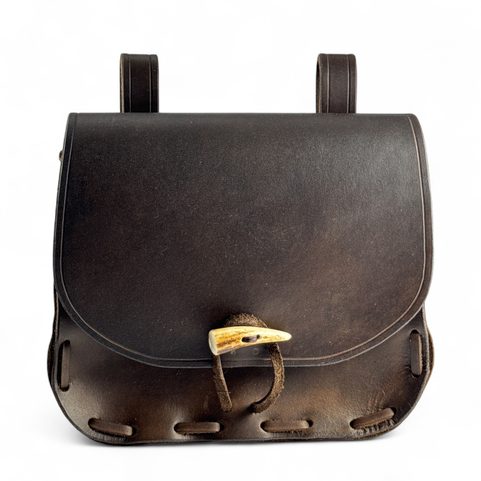 LEATHER HISTORICAL BELT BAG, ANTLER, BROWN
