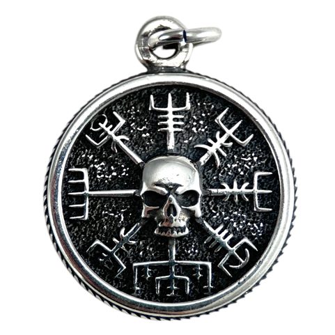 VEGVÍSIR SKULL - ISLÄNDISCHE RUNE, ANHÄNGER SILBER 925