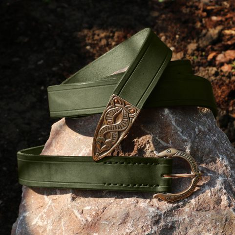 VIKING BELT, BORRE BEAST, LEATHER BRONZE GREEN