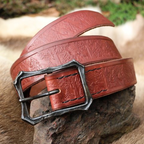 TAIGA FORESTRY LEATHER BELT WITH FORGED BUCKLE, BROWN